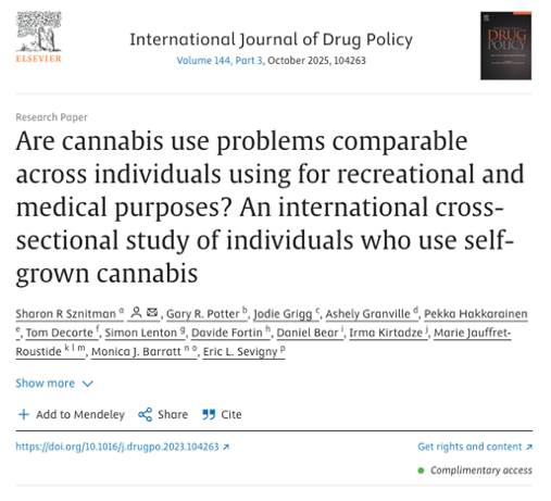 Are cannabis use problems comparable across individuals using for recreational and medical purposes? An international cross-sectional study of individuals who use self-grown cannabis