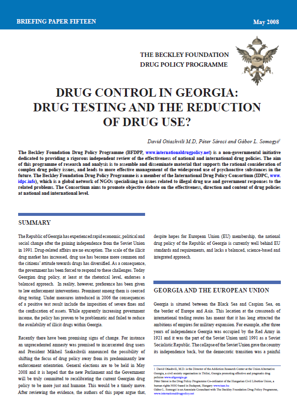 Drug Control In Georgia: Drug Testing And The Reduction Of Drug Use?